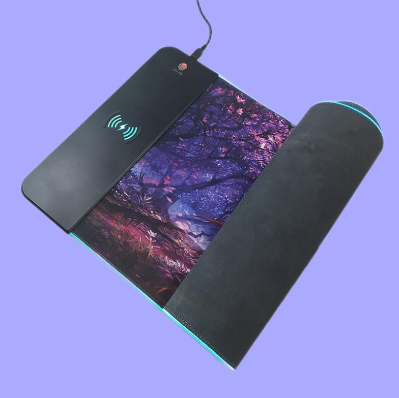 彩印發光無線充鼠標墊